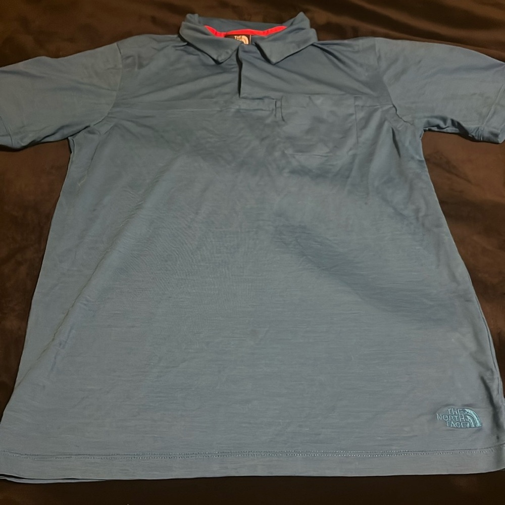 The North Face Polo Shirt Mens medium  Blue Short Sleeve